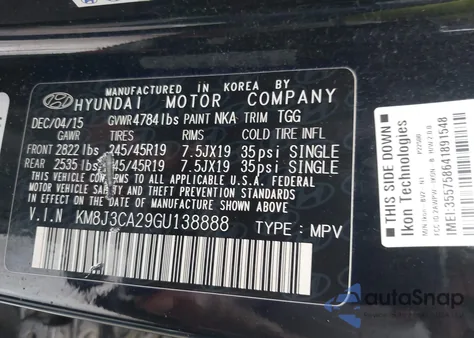 2016 Hyundai Tucson Sport from USA, damaged, VIN KM8J3CA29GU138888